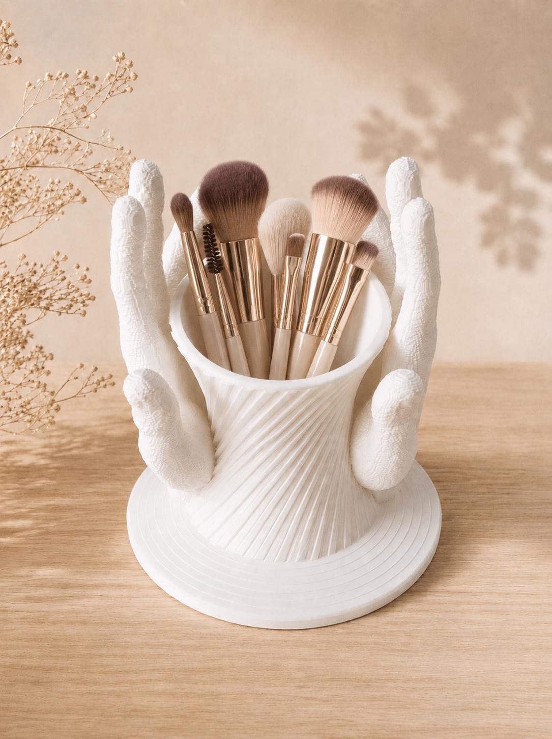 Portaoggetti mani decorativo, organizer makeup stampato in 3D, cuore personalizzato