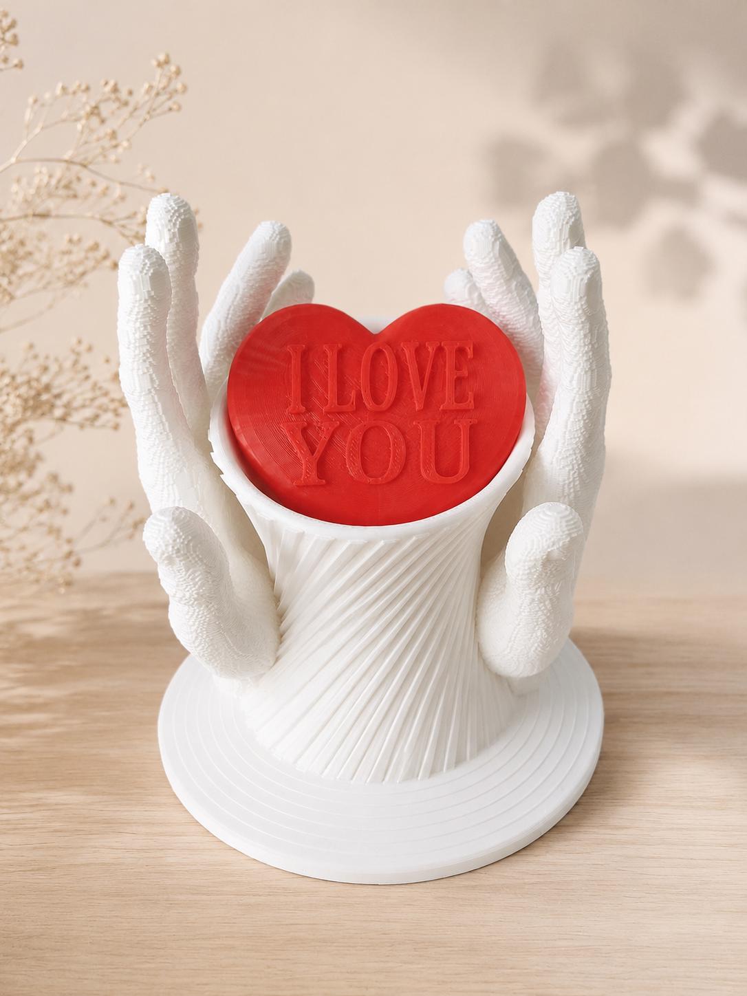 Portaoggetti mani decorativo, organizer makeup stampato in 3D, cuore personalizzato